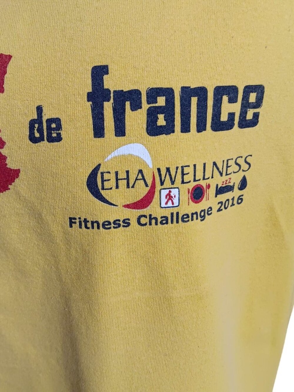 Tour De France Large T-shirt EHA Wellness 2016 Yellow Gildan L Ultra Cotton